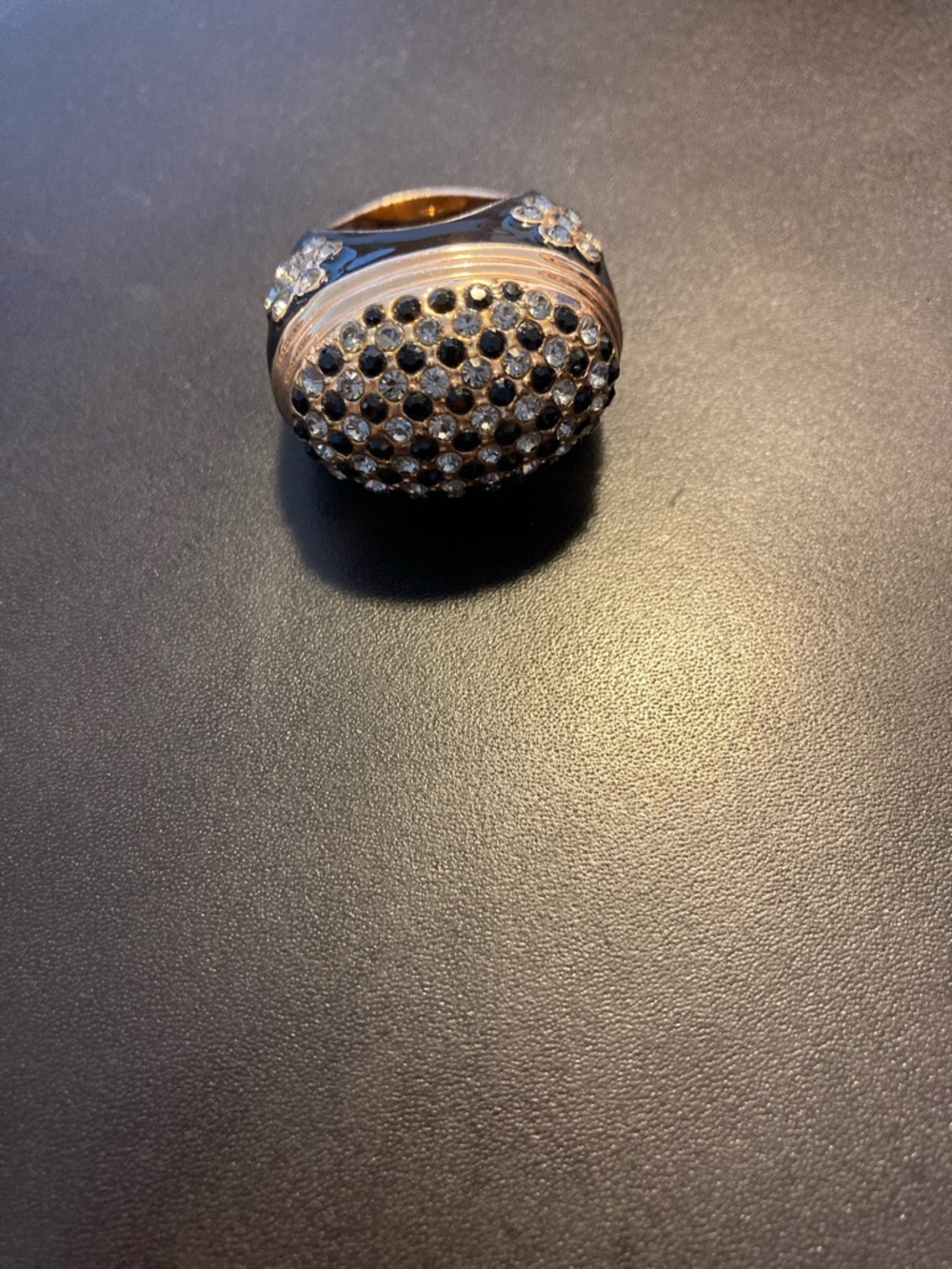 Elegant Black and Gold Pavé Dome Ring
